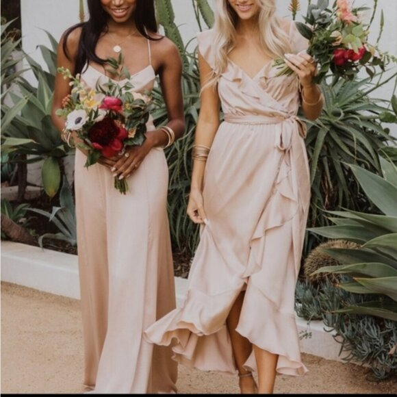 Show Me Your MuMu Dresses & Skirts - NWT Show Me Your Mumu Samantha Ruffle Wrap Dress in Beige